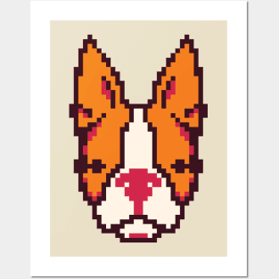 dog pixel head Posters and Art